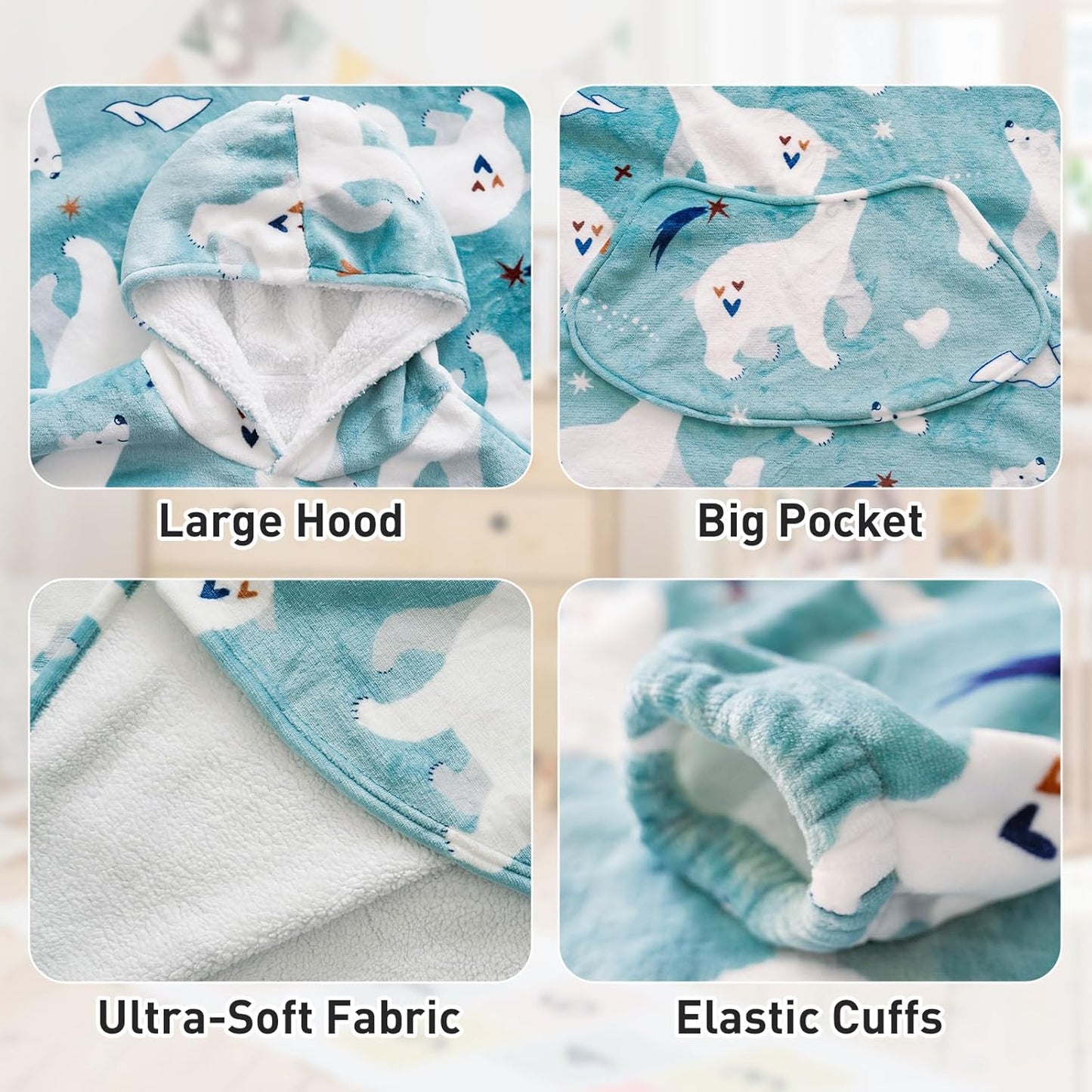 Moinlizy Wearable Blanket Hoodie, Long Thick Hooded Blanket Oversized for Adults Women Men with Pocket and Sleeves